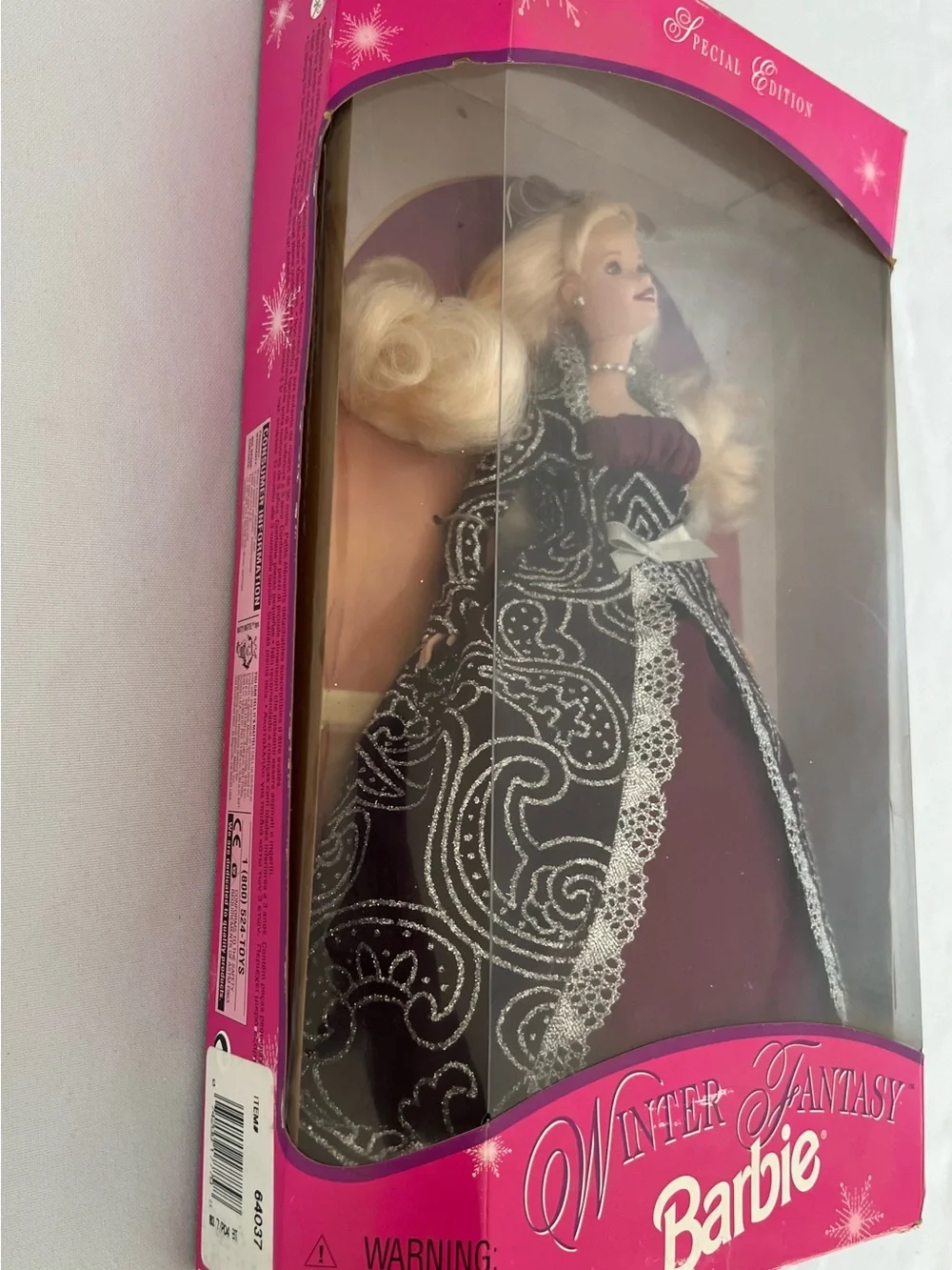 Vintage 1996 Barbie Burgundy and Black Winter Fantasy Gown Collector Doll